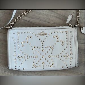Coach gold stud cream chain strap crossbody purse